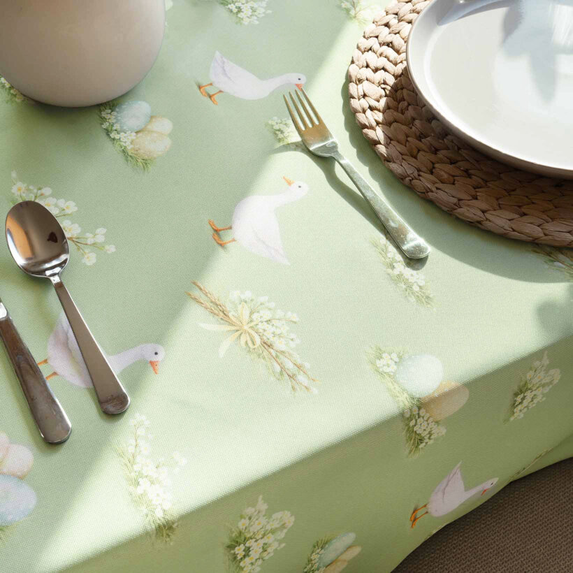 Ostern Eckige Teflon-Tischdecke - Gänse und Ostereier
