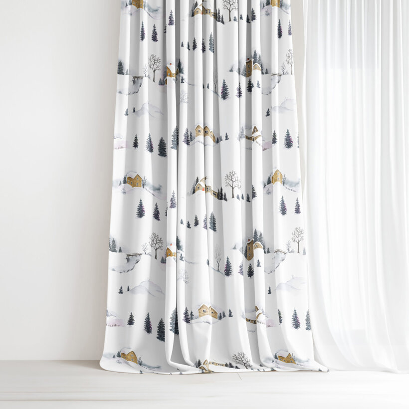 Weihnachtlicher Dekorativer Vorhang – Winterlandschaft
