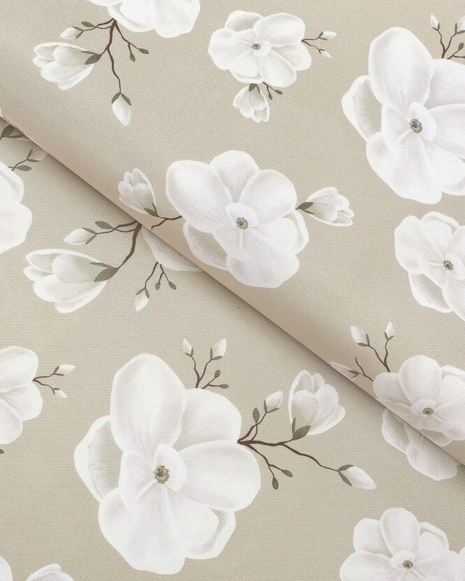 Teflon-Stoff für Tischdecken - weiße Blumen