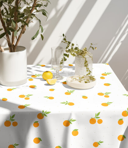 Eckige Tischdecke 100% Baumwolle - Orangen