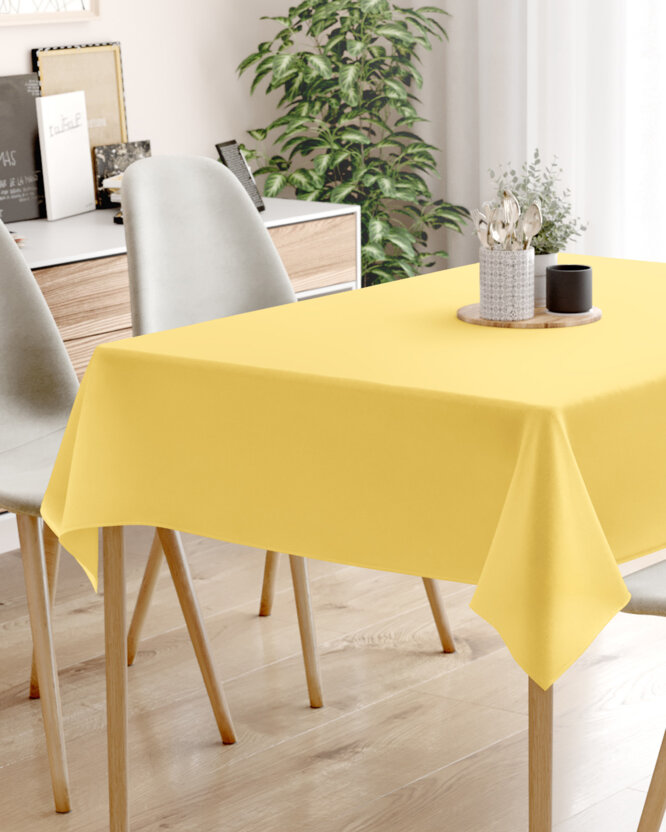 Eckige Tischdecke 100% Baumwolle - gelb