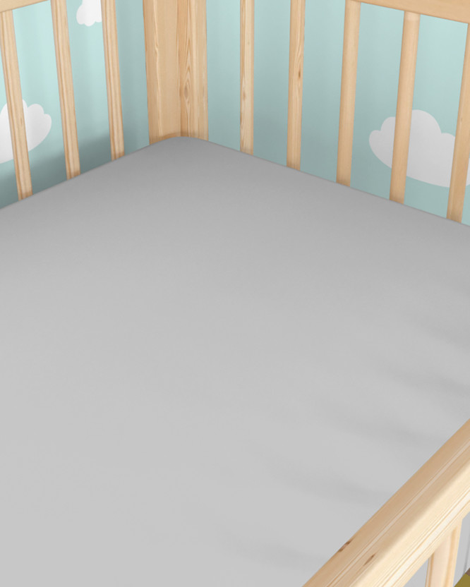 Spannbetttuch aus Baumwolle für Babybetten - grau