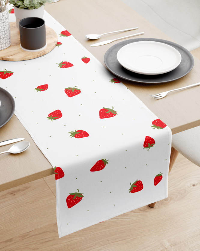 Tischläufer aus 100% Baumwolle - frische Erdbeeren