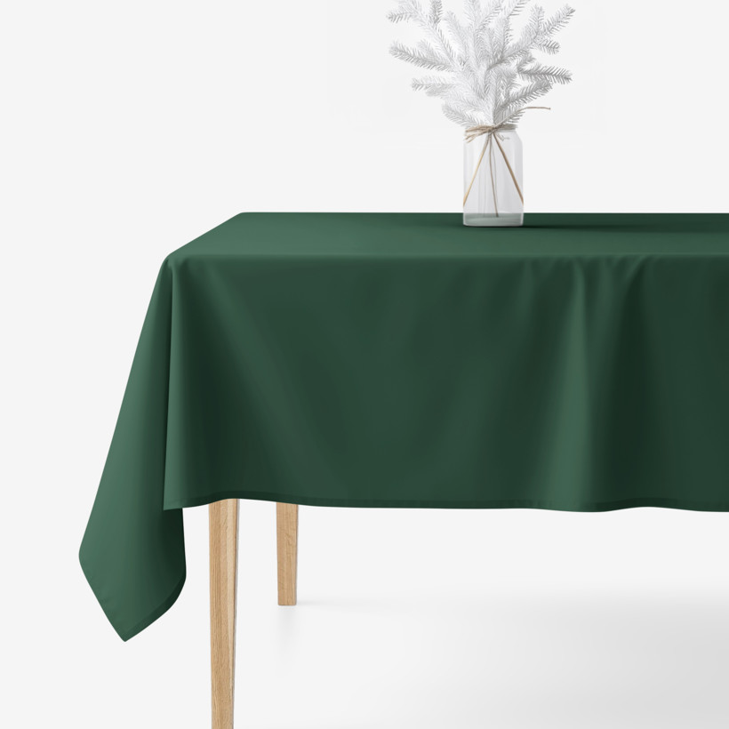 Eckige weihnachtliche Tischdecke 100% Baumwolle - dunkelgrün
