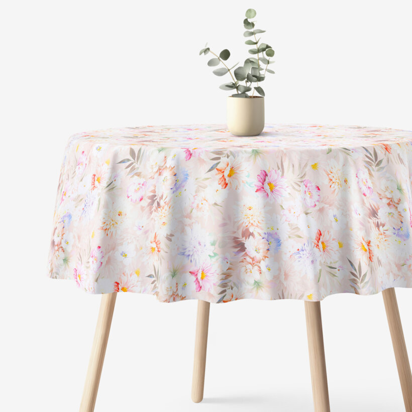 Runde Tischdecke 100% Baumwolle Deluxe - wilde Blumen