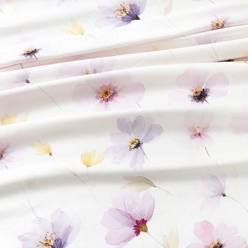 Bettwäsche aus Baumwolle-Satin - Lila Blüten