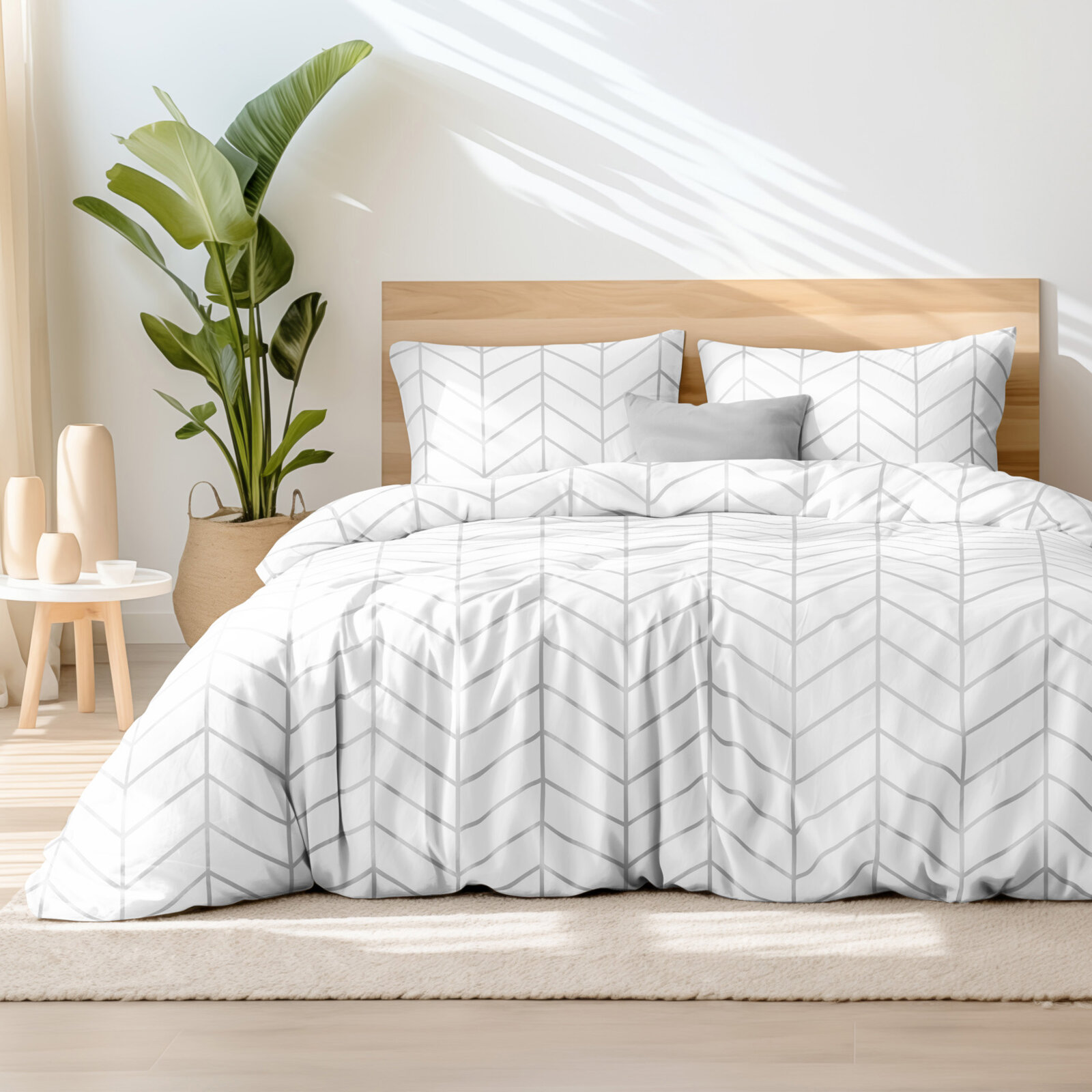 Bettwäsche aus Baumwolle - Zickzack auf Weiß