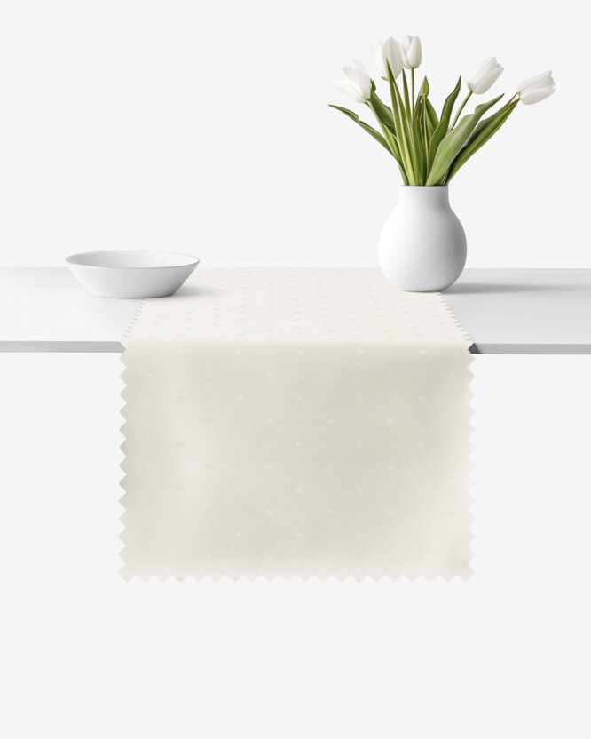 Festlicher Teflon-Tischläufer - creme mit glänzenden Rechtecken
