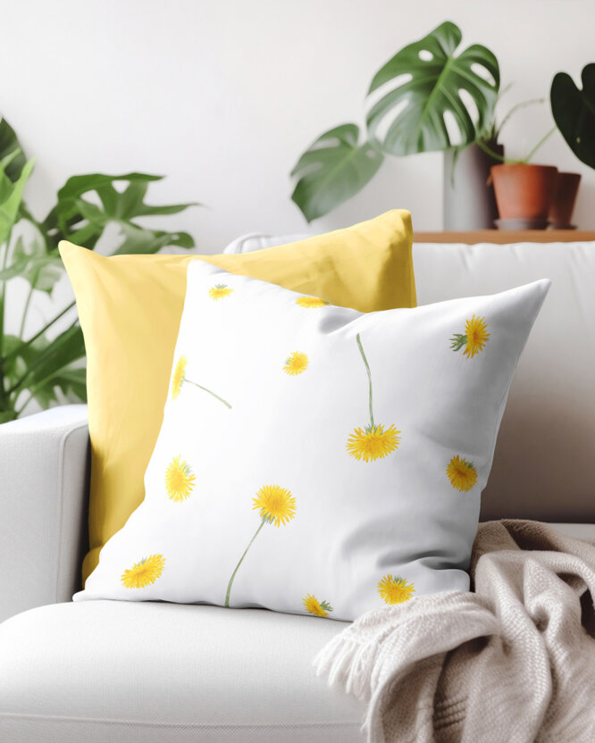Kissenbezug aus Baumwolle - Löwenzahn
