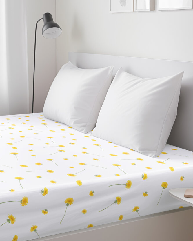 Spannbettlaken aus Baumwolle - Löwenzahn