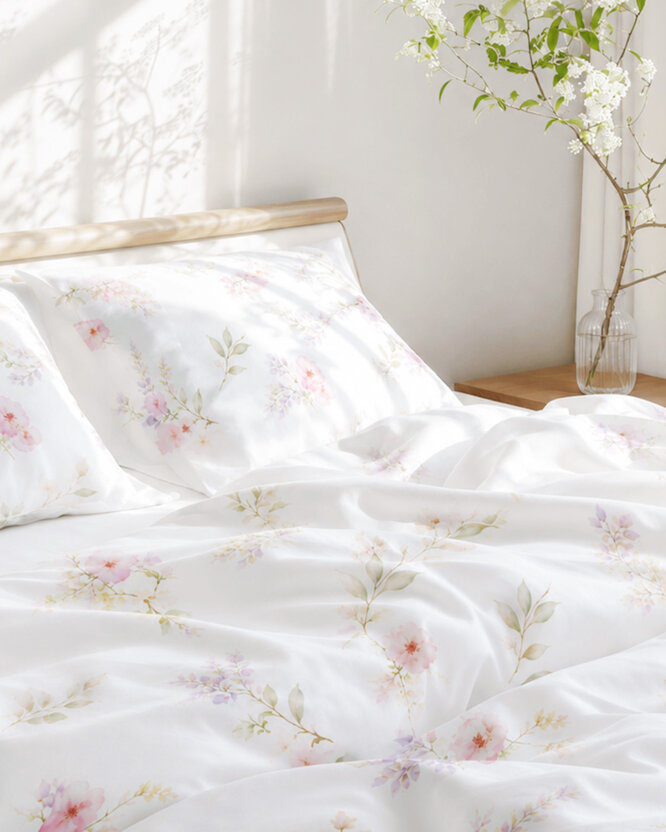 Bettwäsche aus Mako-Satin - Romantische Wiese