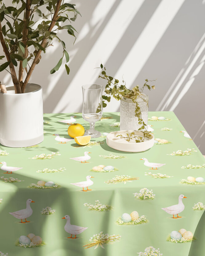 Ostern Eckige Teflon-Tischdecke - Gänse und Ostereier
