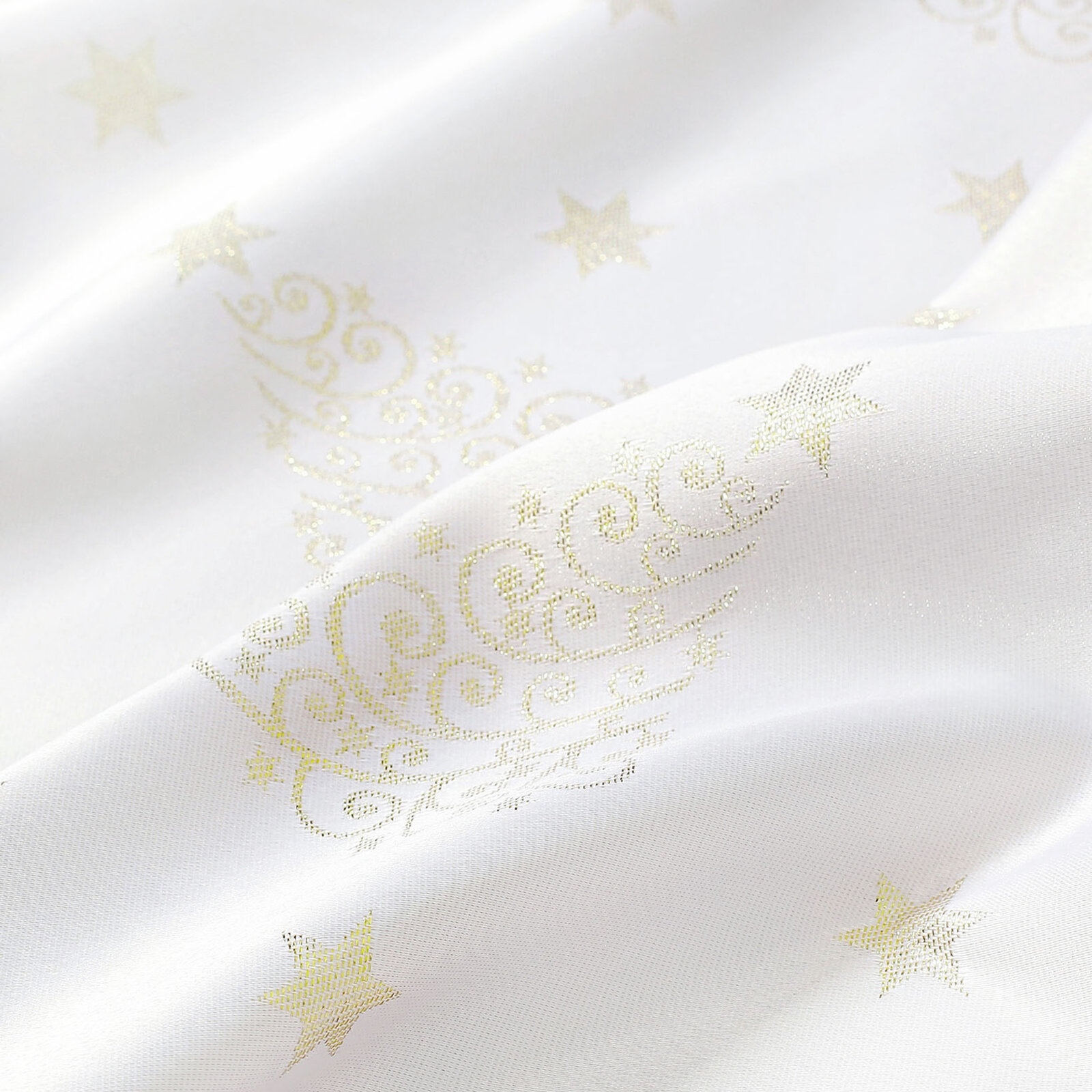 Weihnachtlicher Teflonstoff für Tischdecken – Goldene Tannenbäume und Sterne