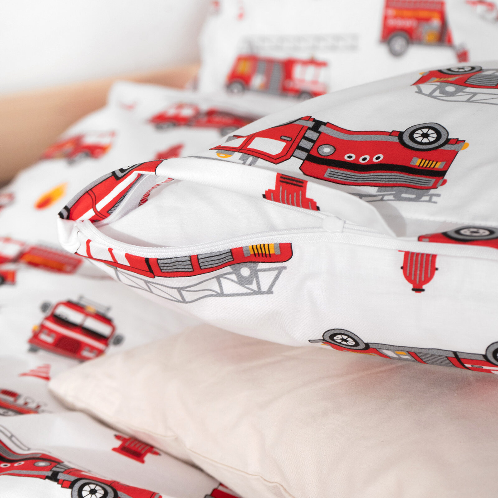 Kinder - Bettwäsche aus Baumwolle - Feuerwehrfahrzeuge