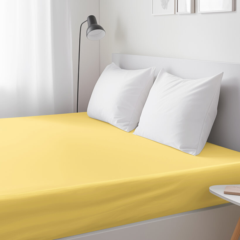 Spannbettlaken aus Baumwolle - gelb