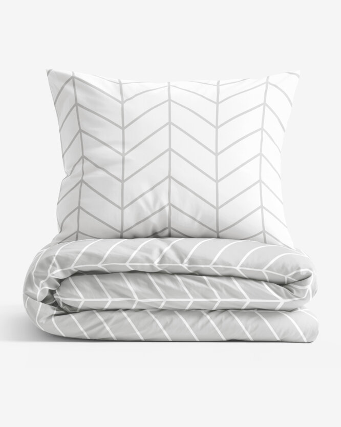 Bettwäsche aus Baumwolle - Weißes und graues Zickzack