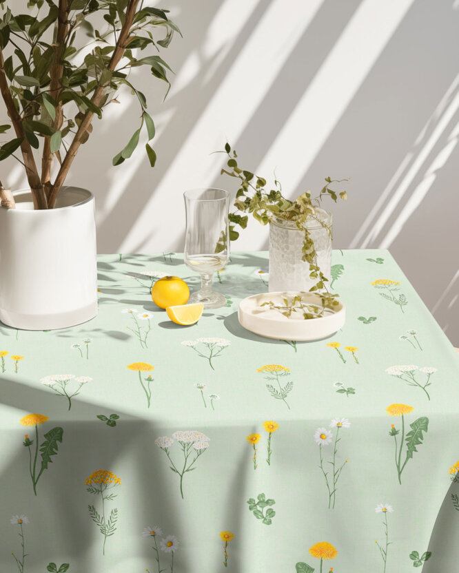 Eckige Tischdecke 100% Baumwolle - Grüne Wiese