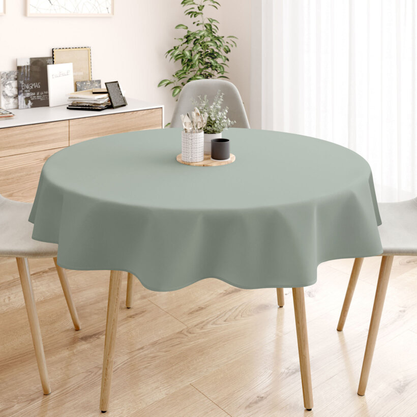 Runde Tischdecke 100% Baumwolle - salbeigrün