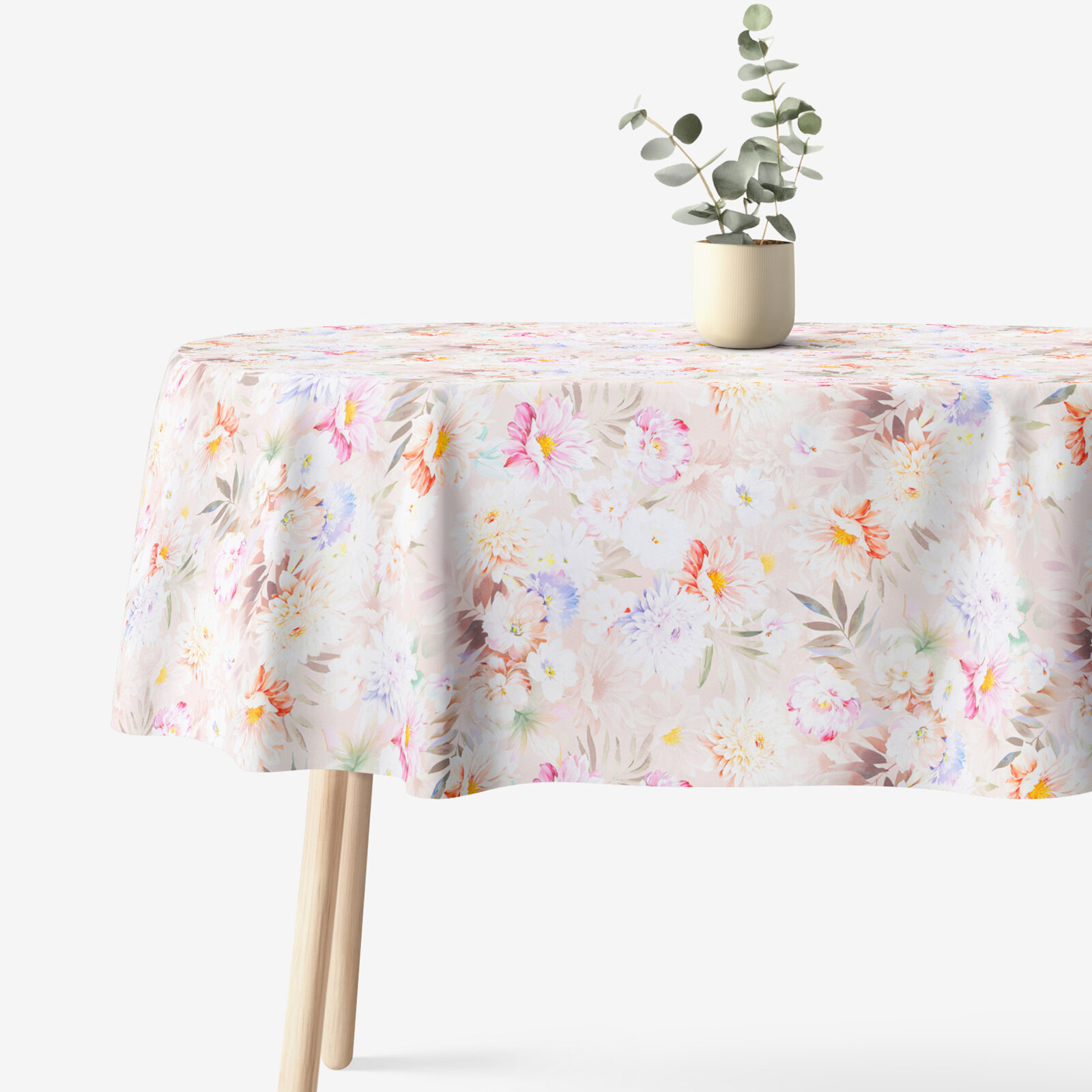 Ovale Tischdecke aus 100% Baumwolle Deluxe - wilde Blumen