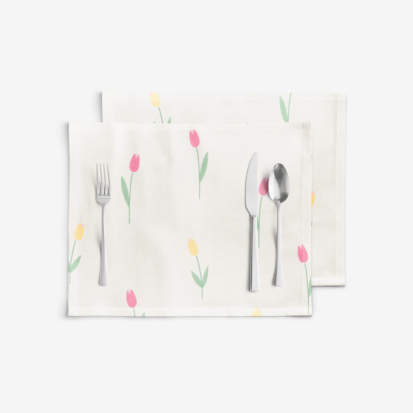 Tischset 100% Baumwolle - Tulpen - 2 Stück