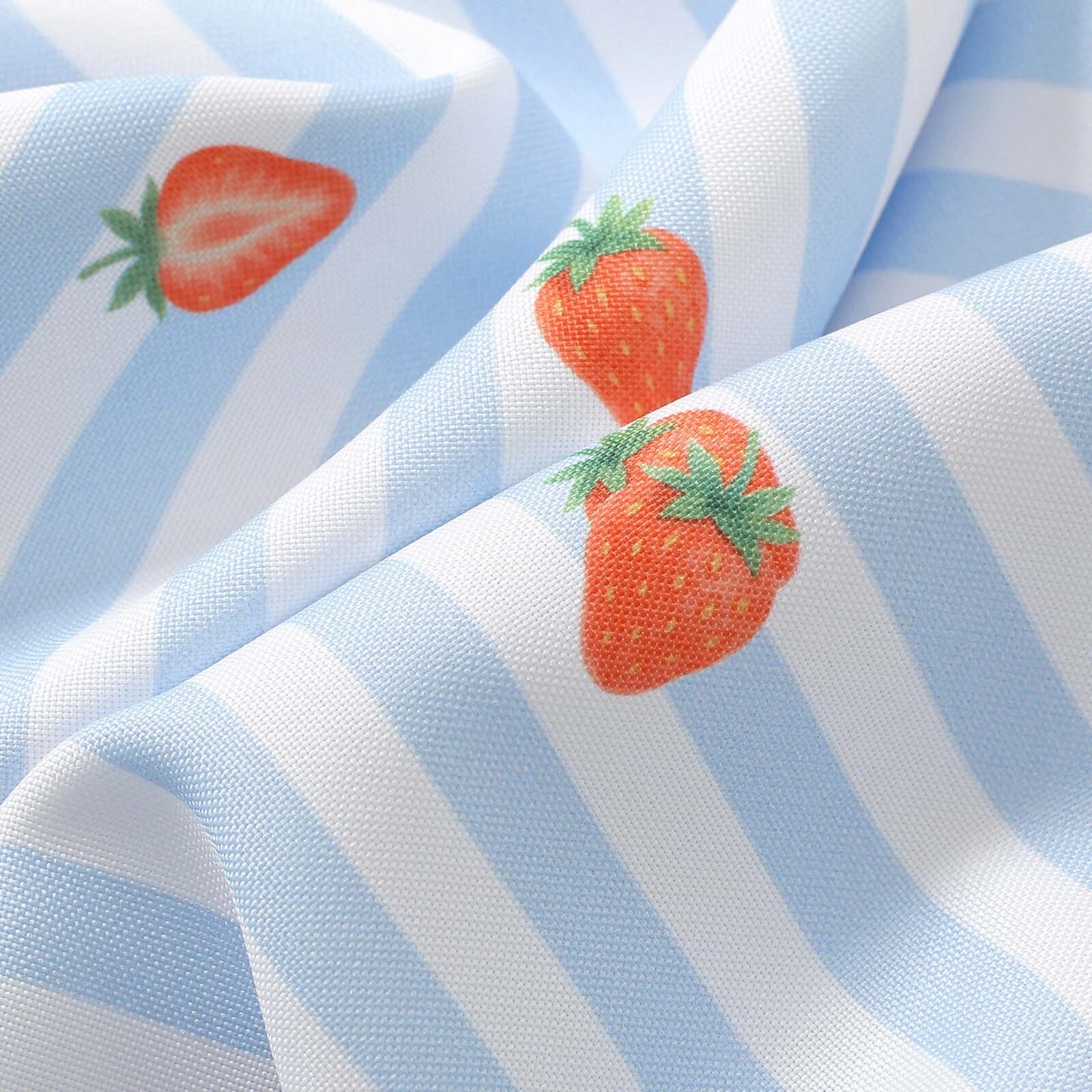 Tischset Teflon - blaue Streifen mit Erdbeeren - 2 Stück