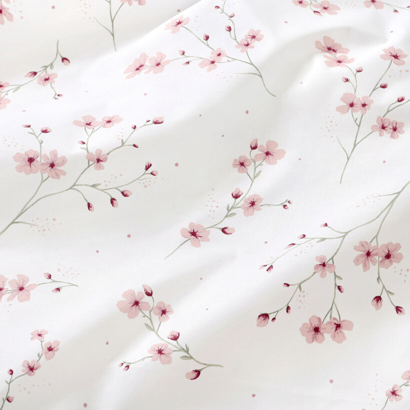 Bettwäsche aus Baumwolle Duo - Blühende Sakura-Kirschbäume mit Salbeigrün