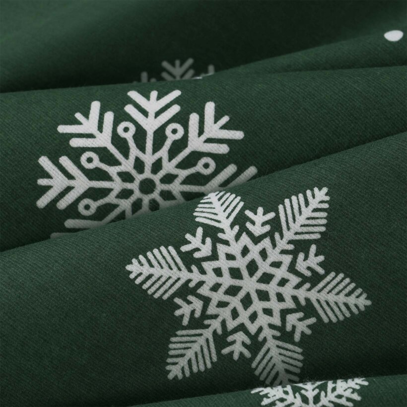 Flanellstoff - Schneeflocken auf Grün