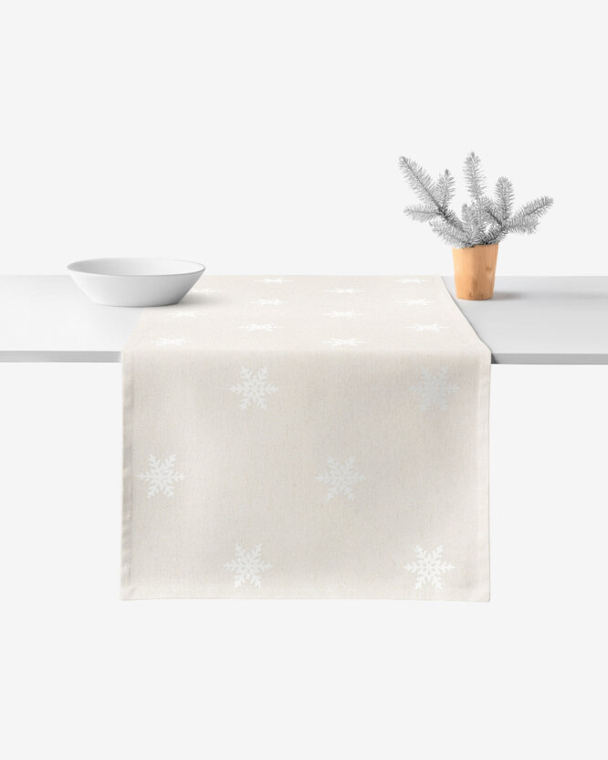 Weihnachtlicher Tischläufer Natura - Schneeflocken auf natürlichem