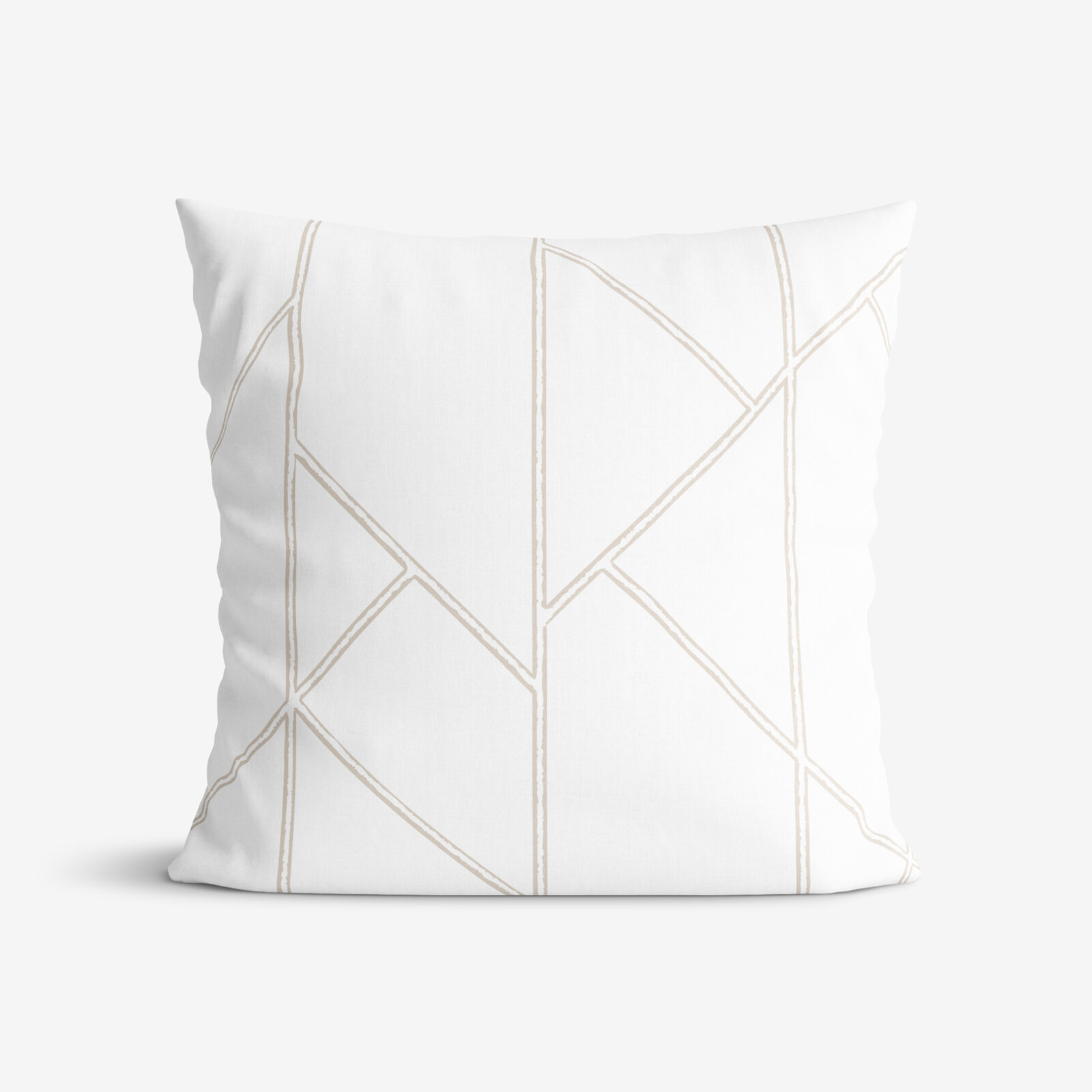 Kissenbezug aus Baumwolle - Geometrische Linien auf Weiß