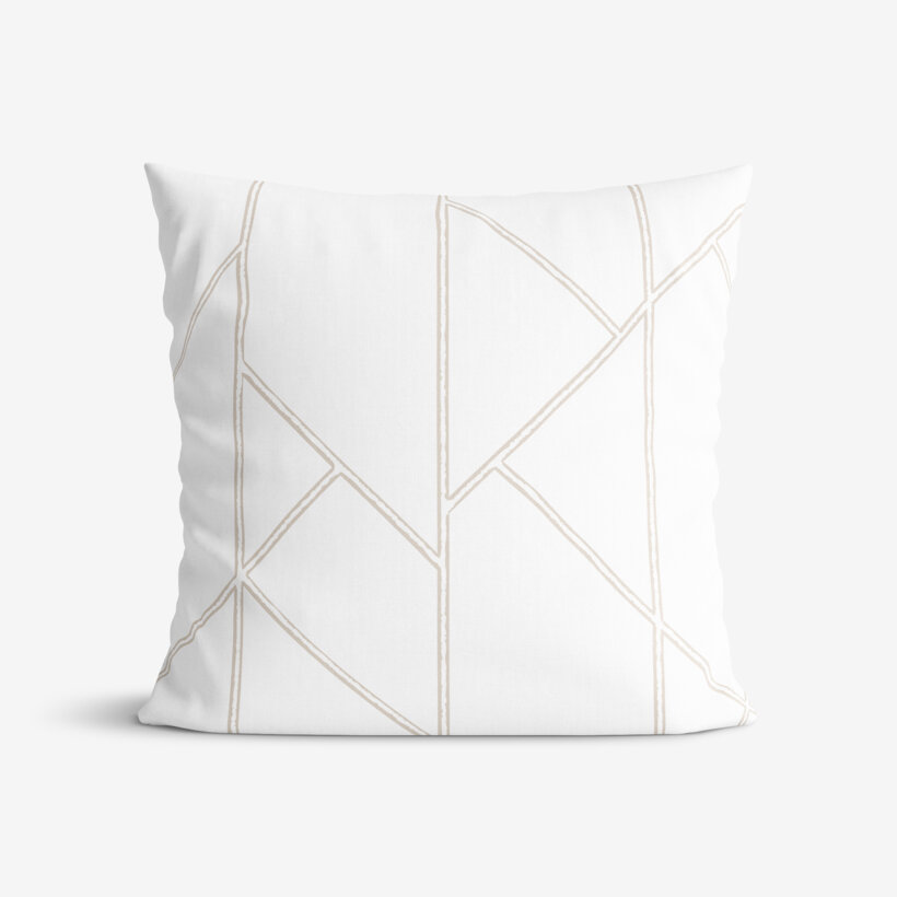 Kissenbezug aus Baumwolle - Geometrische Linien auf Weiß