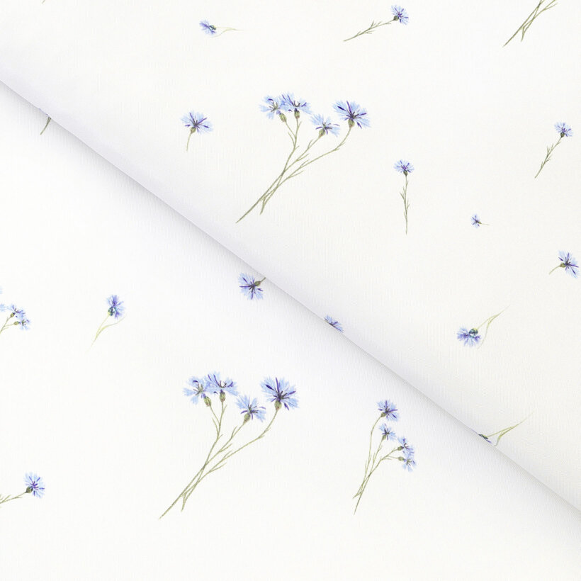 Teflonstoff für Tischdecken - Blaue Kornblumen
