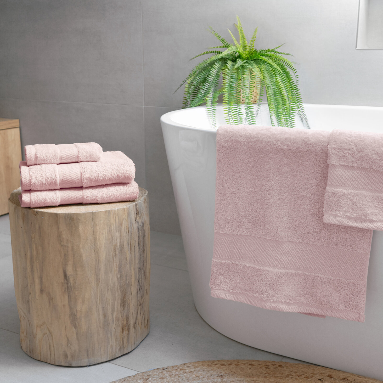 Bambus-Handtuch/Badetuch - hellrosa