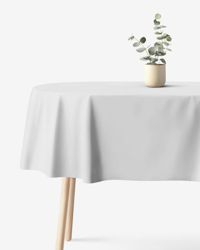 Ovale Tischdecke aus 100% Baumwolle - hellgrau