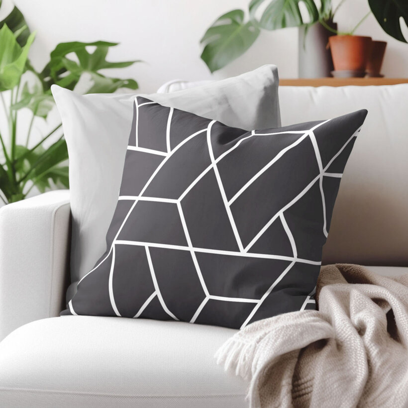 Kissenbezug aus Baumwolle - Mosaik auf Dunkelgrau