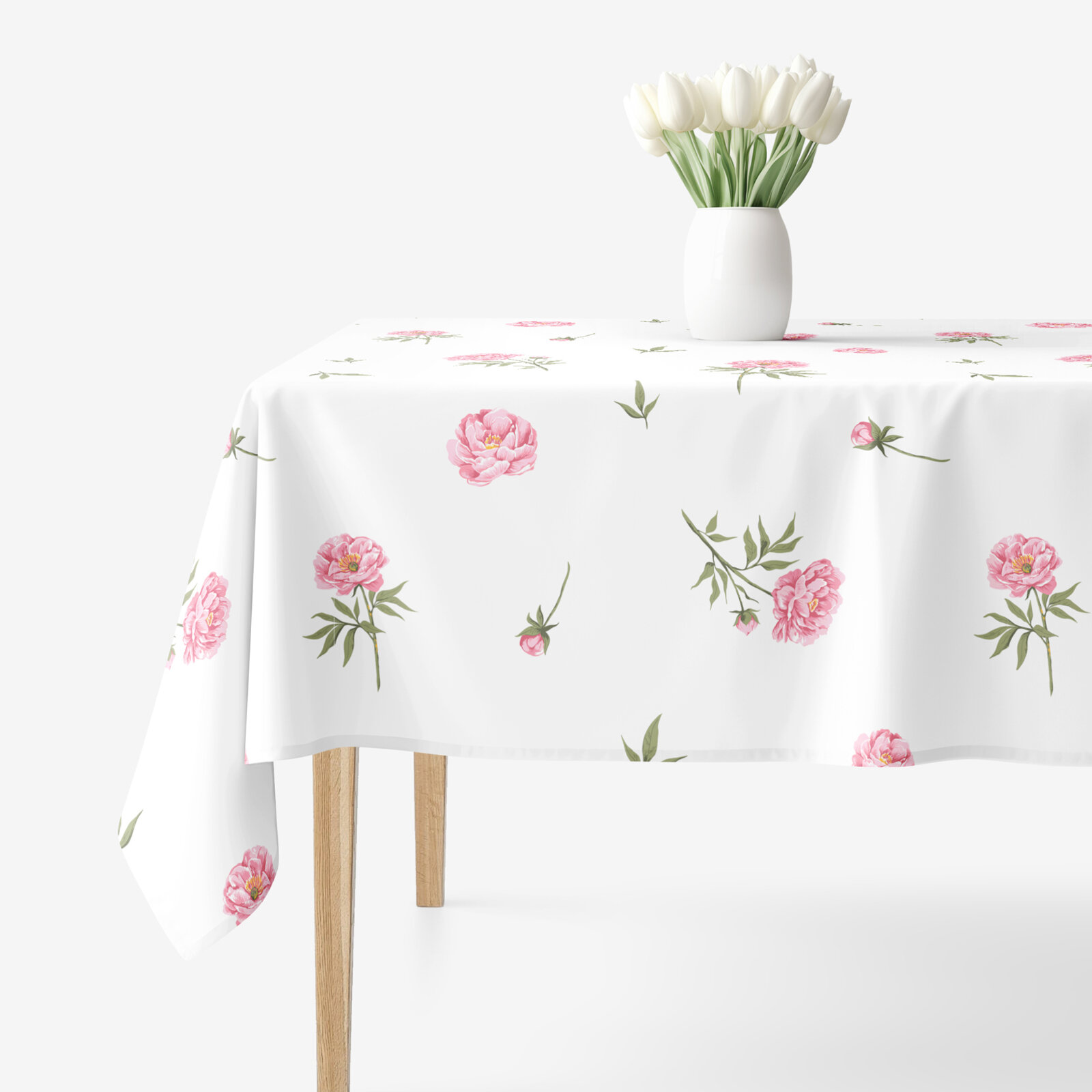 Eckige Tischdecke 100% Baumwolle - Pfingstrosen