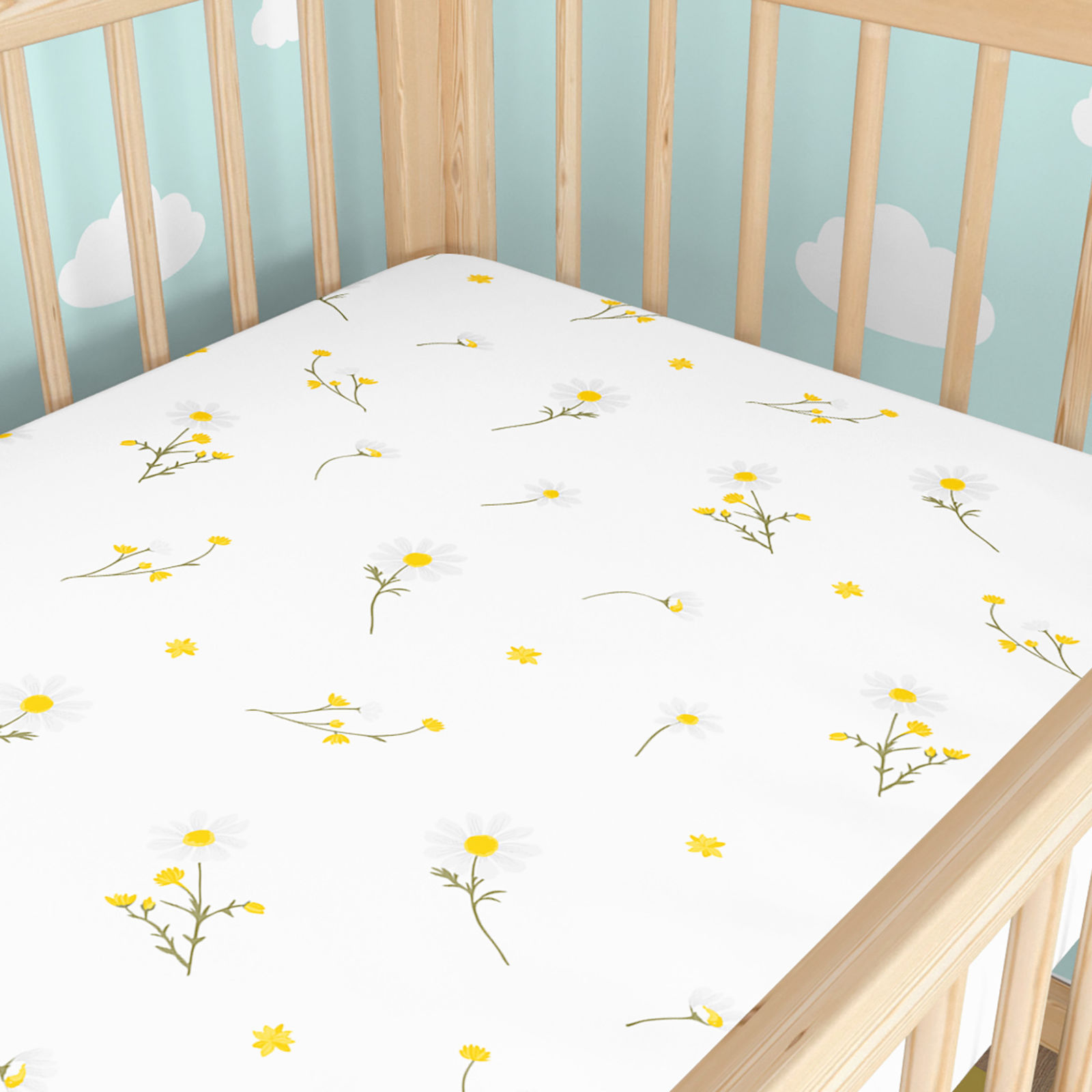 Spannbetttuch aus Baumwolle für Babybetten - Kamille
