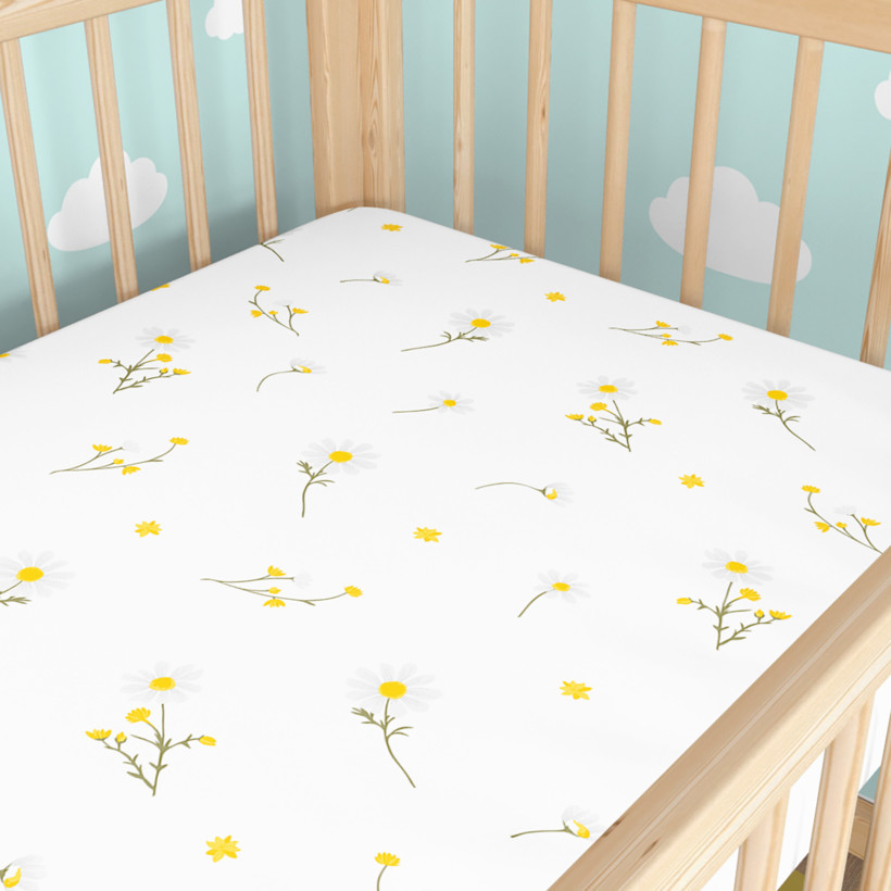 Spannbetttuch aus Baumwolle für Babybetten - Kamille