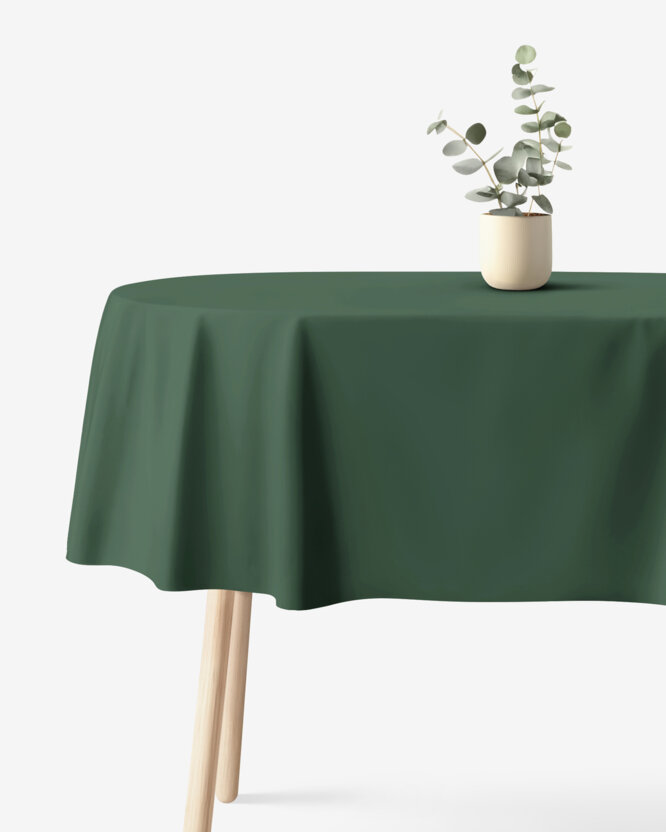 Ovale Tischdecke aus 100% Baumwolle - dunkelgrün