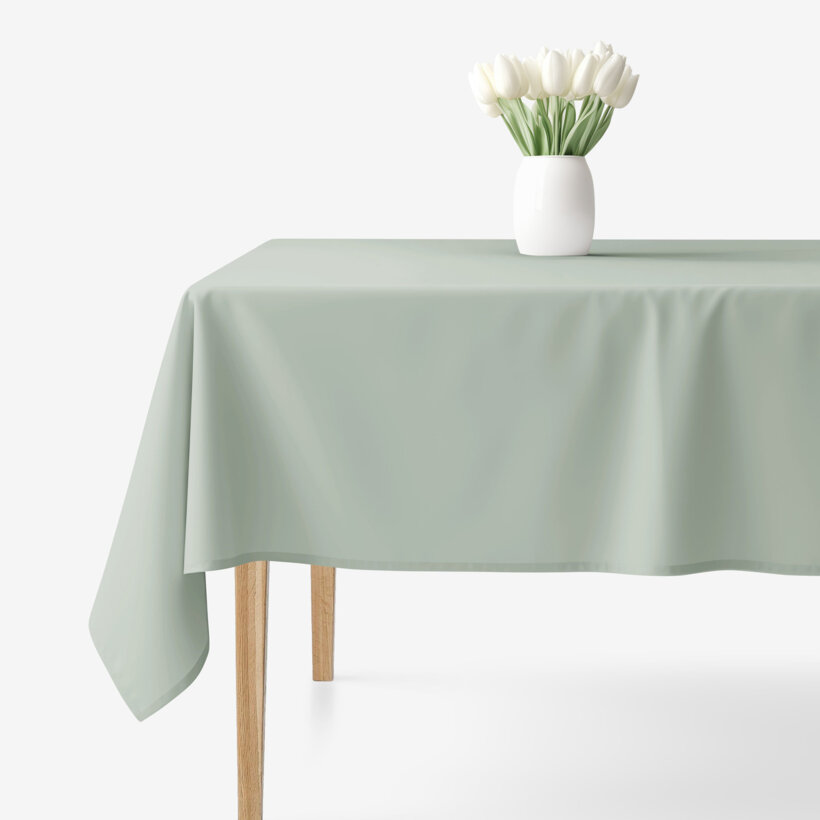 Eckige Tischdecke 100% Baumwolle - salbeigrün