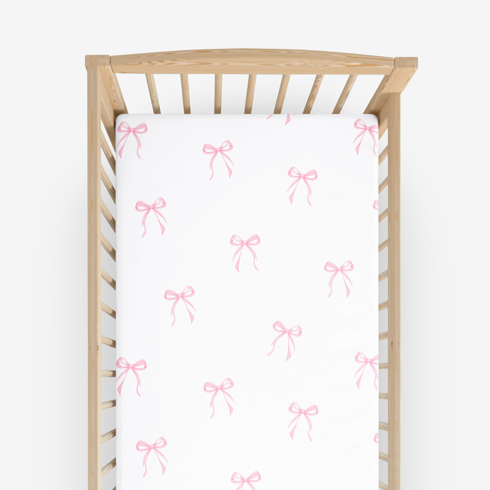 Spannbetttuch aus Baumwolle für Babybetten - rosa Schleifen