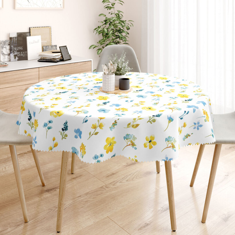 Runde Tischdecke Teflon - frische Wiese