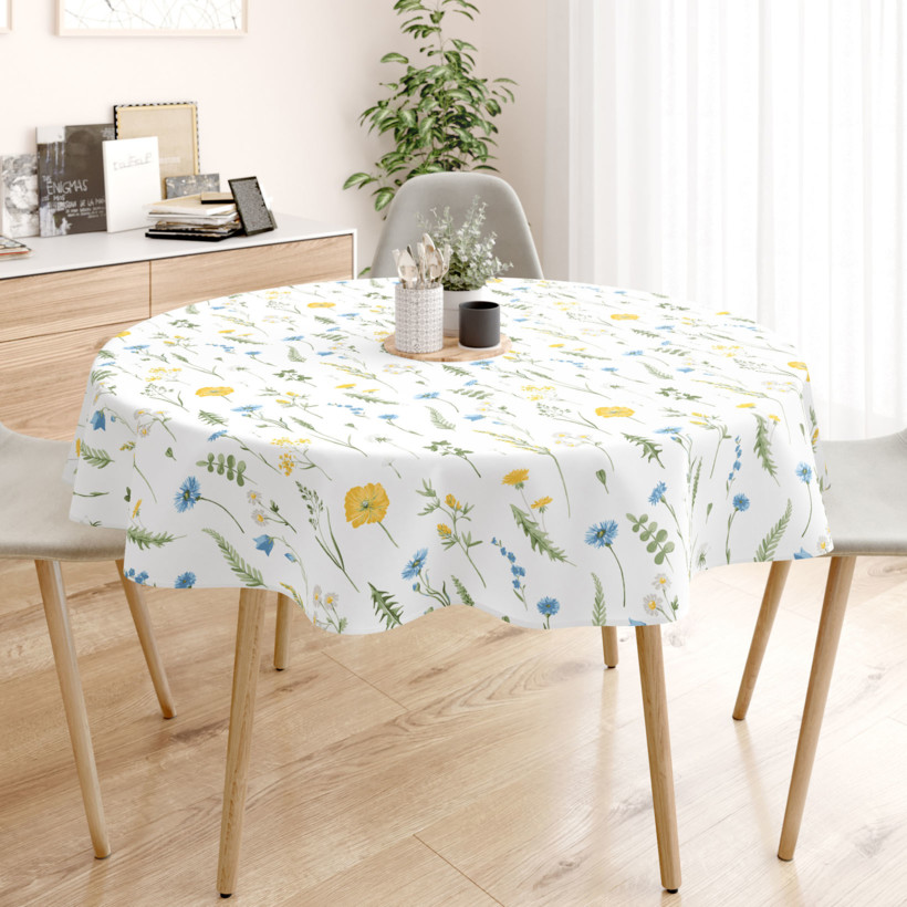 Runde Tischdecke 100% Baumwolle - Sommerwiese