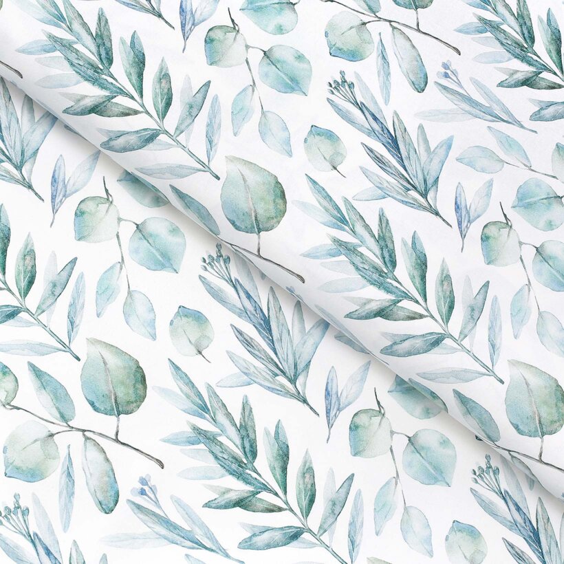 Baumwollstoff Deluxe - aquarelle Blätter