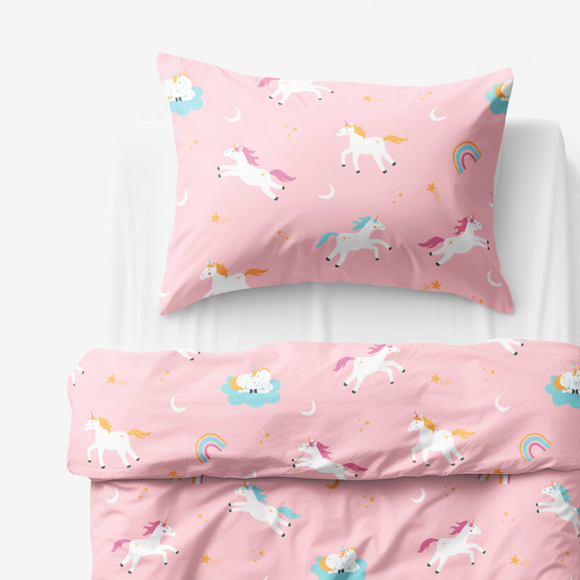 Kinder - Bettwäsche aus Baumwolle - Lustige Einhörner