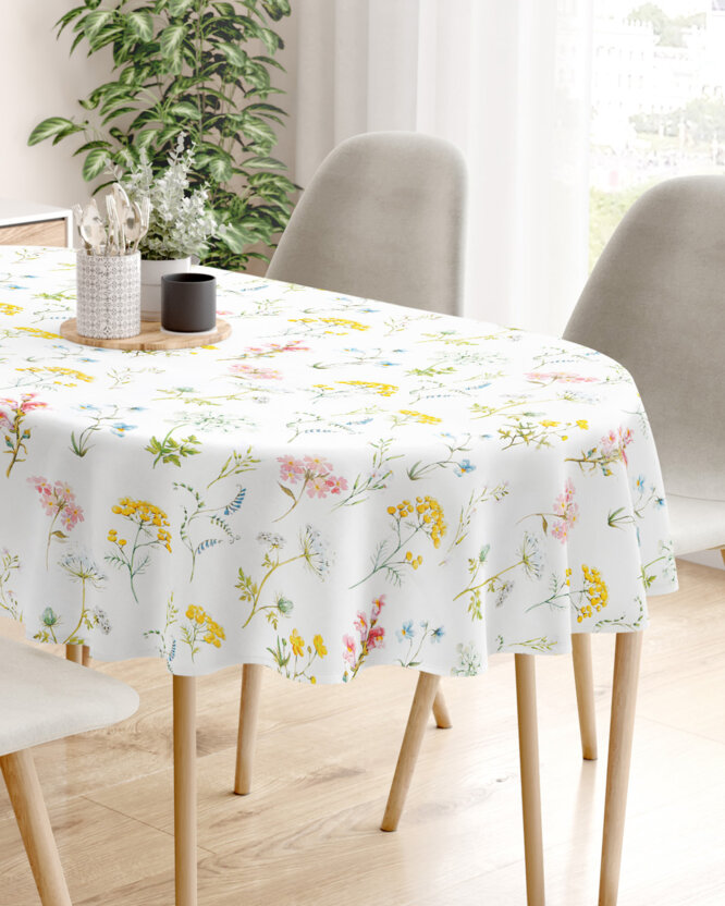 Ovale Tischdecke aus 100% Baumwolle Deluxe - blühender Frühling