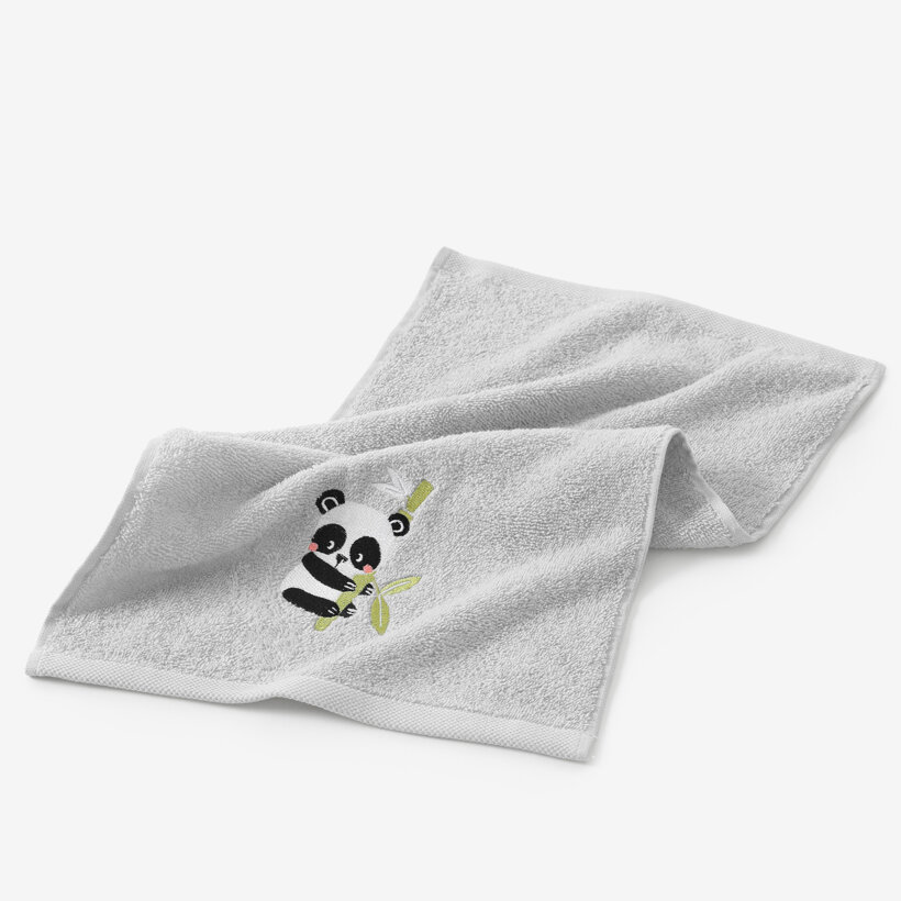 Kinder-Frottierhandtuch - Panda auf Hellgrau