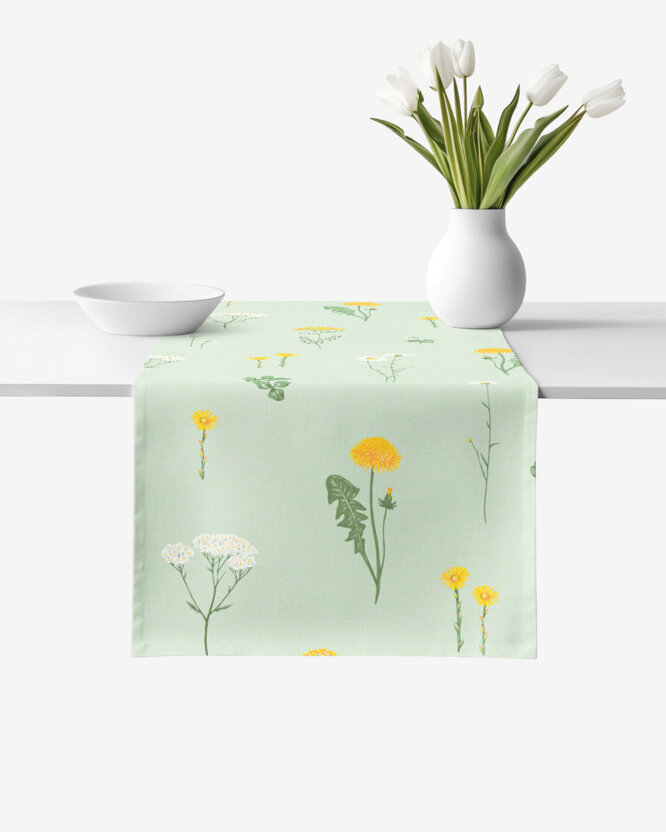 Tischläufer aus 100% Baumwolle - Grüne Wiese