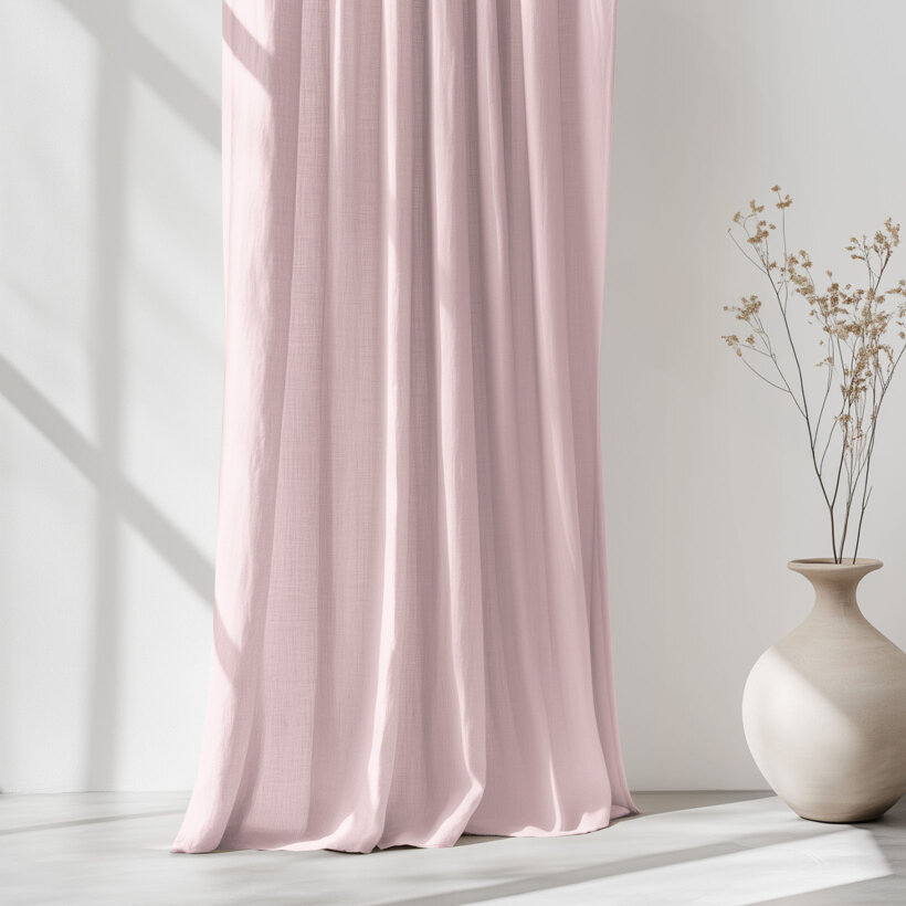 Vorhang aus Leinenmischung - puderrosa