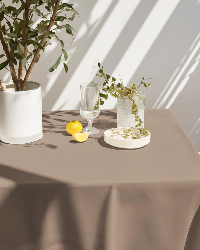 Eckige Tischdecke 100% Baumwolle - kaffeebraun