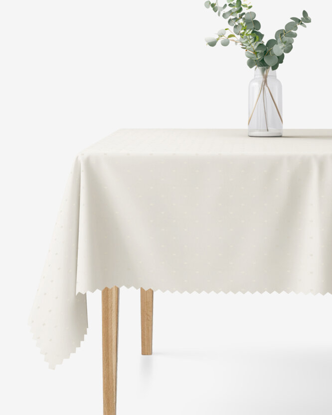 Festliche eckige Teflon-Tischdecke - creme mit glänzenden Rechtecken
